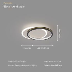 Modern Led Ceiling Light Bedroom Aisle (Option: Black Circle-Three Colors)