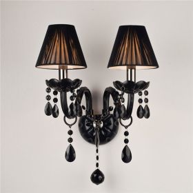 European Crystal Wall Lamp Living Room Dining Room French Style (Option: Black-Double Head)