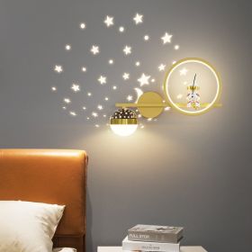 Children's Room Wall Lamp Astronaut Star Sky Ball Bedroom Bedside Lamp (Color: Gold)