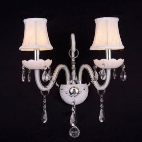 European Crystal Wall Lamp Living Room Dining Room French Style (Option: White-Double Head)