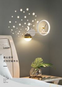 Children's Room Wall Lamp Astronaut Star Sky Ball Bedroom Bedside Lamp (Color: White)