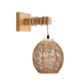 Retro Japanese Bamboo Woven Bedside Wall Lamp (Option: Light Source-Wall Lamp Type C)